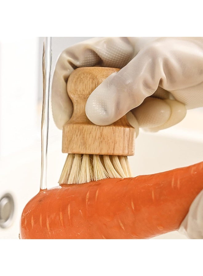 Bamboo Dish Scrub Brushes, Kitchen Wooden Cleaning Scrubbers for Washing Cast Iron Pan/Pot, Natural Sisal ,Coconut and Wood Handle, Set of 2 - Image 3